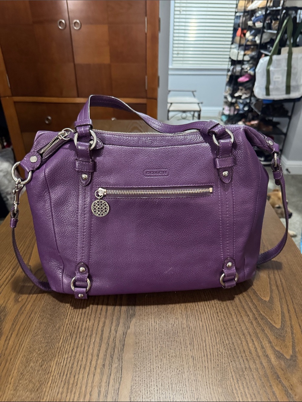 Coach Purple Leather Shoulder Satchel